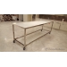 Chrome & White Glass Rolling Counter Height Lunchroom Table